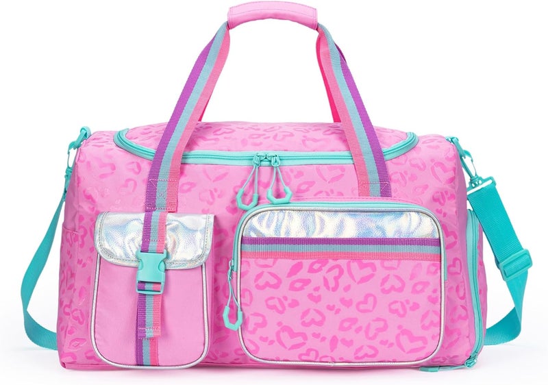 Oruiji Kids Duffle Bag Girls Women Travel Bag Gifts Overnight Bags for Girls Women Tote Sleepover Gym Dance Bags for Kids with Shoes Compartment - Image 1